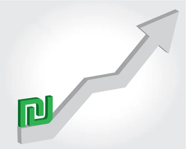 Israeli Money Currency Appreciation Green Israeli Shekel Icon Grey Increasing — Image vectorielle