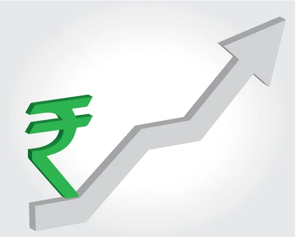 Indian Money Currency Appreciation Green Indian Rupee Icon Grey Increasing — Διανυσματικό Αρχείο