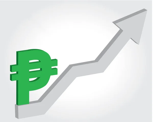 Philippines Money Currency Appreciation Green Philippines Peso Icon Grey Increasing — Stock vektor