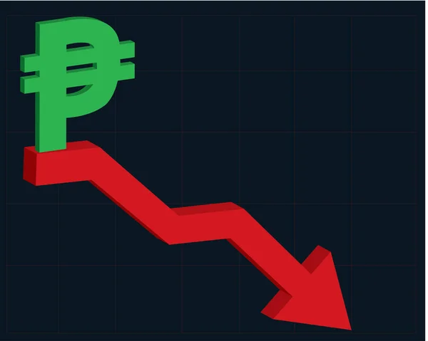 Depreciación Moneda Filipinas Verde Filipinas Peso Icono Con Flecha Roja — Archivo Imágenes Vectoriales