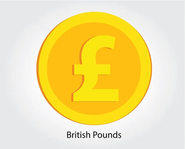 British Pounds Golden Vector Illustration British Pounds Money Currency — Stockový vektor