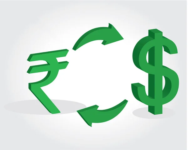 Indian Rupee Exchange American Dollar Indian Money Currency Dollar — Stock vektor