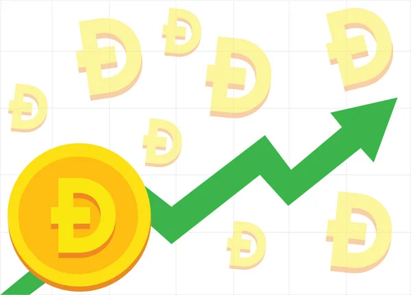 Dogecoin Rises Value Vector Illustration Dogecoin Blockchain Concept Rise Dogecoin —  Vetores de Stock