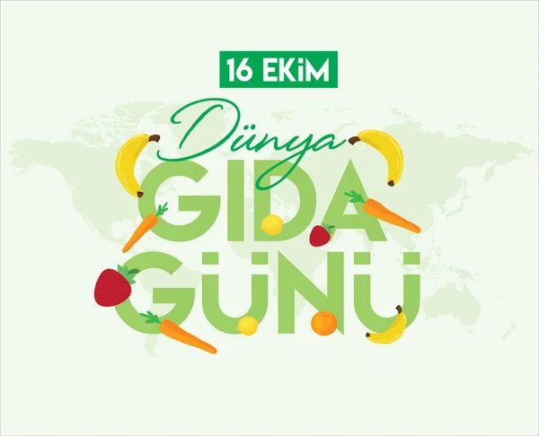 World Food Day October Turkish Dunya Gda Gunu Ekim — 스톡 벡터