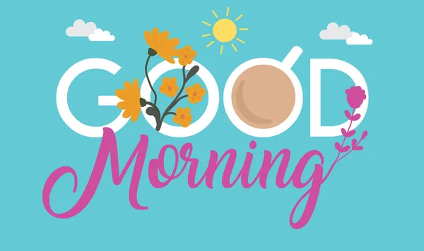 Good Morning Lettering Decorative Background — Stock Vector