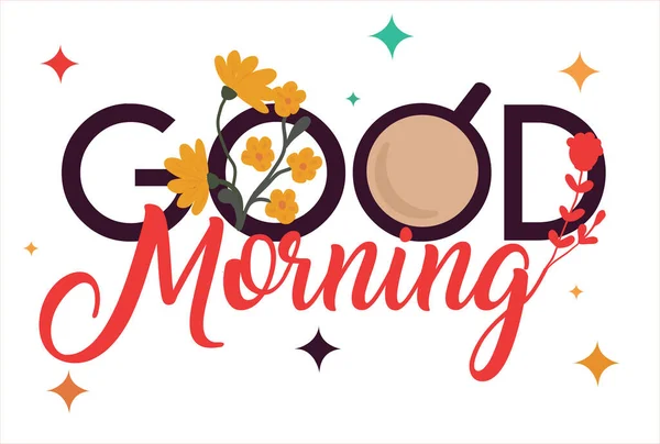 Good Morning Lettering Decorative Background — стоковый вектор