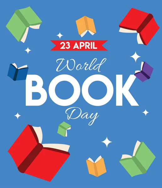 Día Mundial Del Libro Abril Vector — Vector de stock