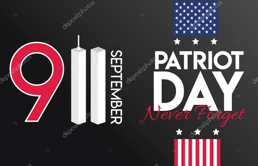 USA Patriot Day banner. September 11 Never forget.