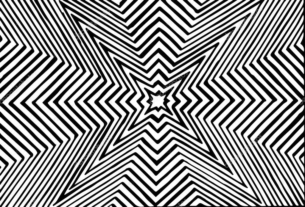 Abstract black and white circular striped background. Geometric pattern effect. Optical illusion.