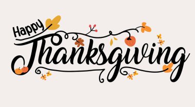 El çizilmiş Şükran Günü tipografisi posteri. Kutlama alıntı 