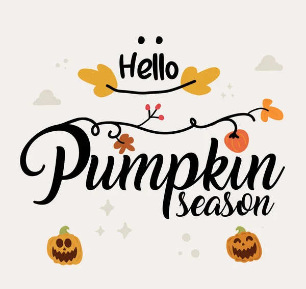 Hello Pumpkin Season Halloween Silhouette Vector Design — 스톡 벡터