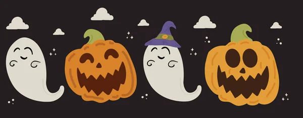Set Three Halloween Holiday Quotes Boo Happy Halloween Trick Treat — Stock vektor