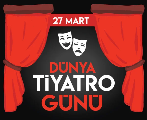 World Theatre Day March Turkish Mart Dunya Tiyatro Gunu — ストックベクタ