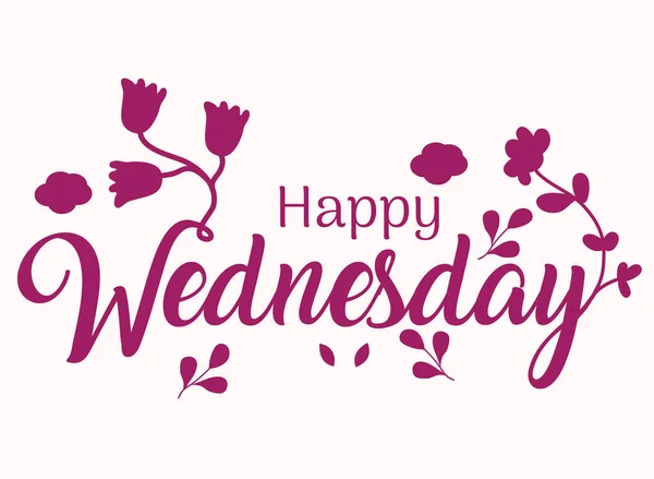 Happy Wednesday Handwritten Floral Illustrations Decorated Design — стоковый вектор