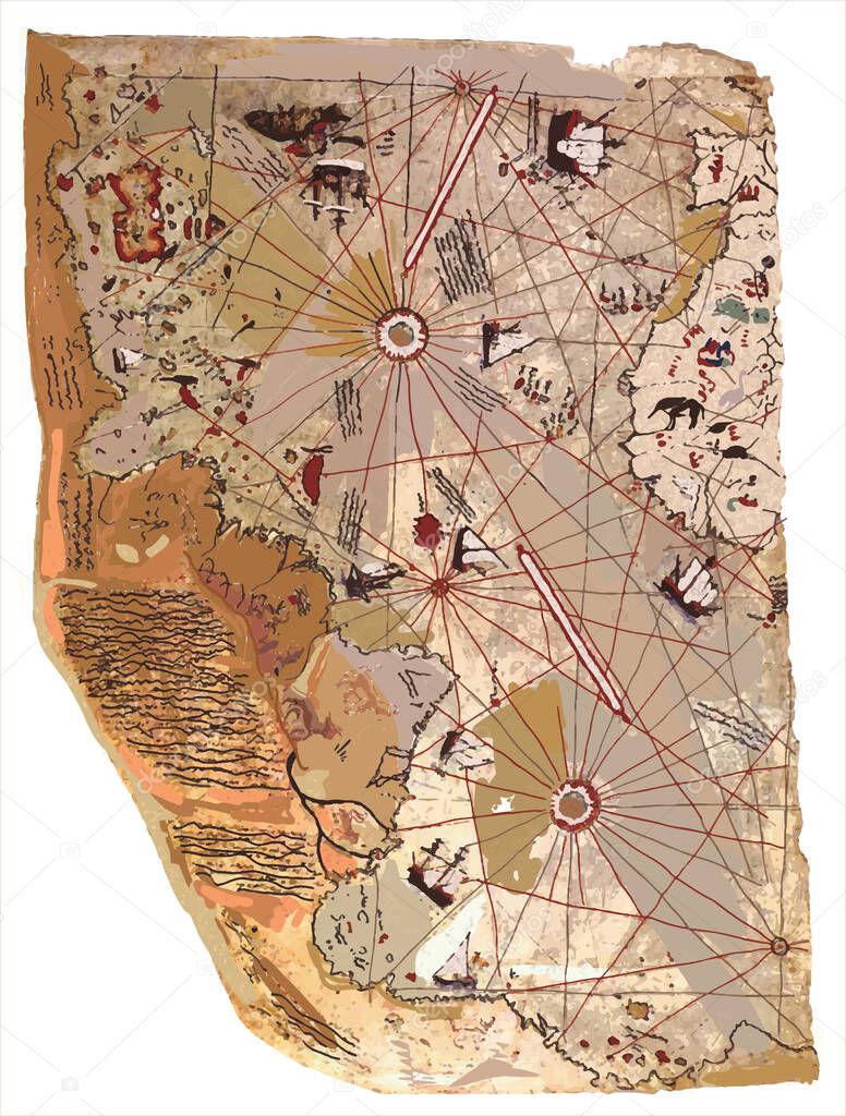 Piri Reis cartographer drawing a map