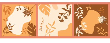 Yaprak ve çiçek desenli tasarım Vektör illüstrasyonu modern tasarım.