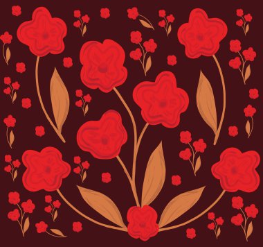 Yaprak ve çiçek desenli tasarım Vektör illüstrasyonu modern tasarım