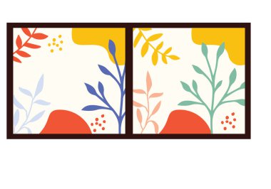 Yaprak ve çiçek desenli tasarım Vektör illüstrasyonu modern tasarım.