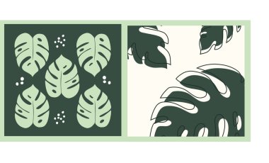 Yaprak ve çiçek desenli tasarım Vektör illüstrasyonu modern tasarım.