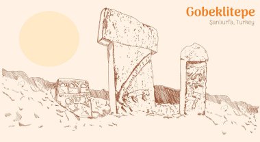 Gobekliepe sanliurfa hindisi. el çizimi vektör illüstrasyonu