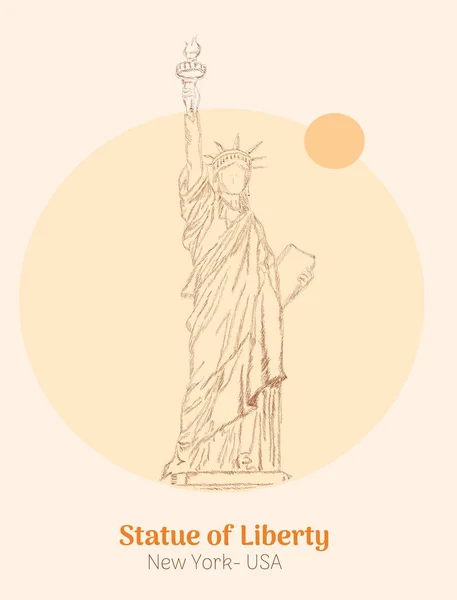 Estatua Libertad Nueva York Dibujo Mano Vector Ilustración — Vector de stock