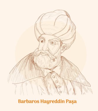 Barbaros Hayreddin Paa  hand drawing vector illustration 