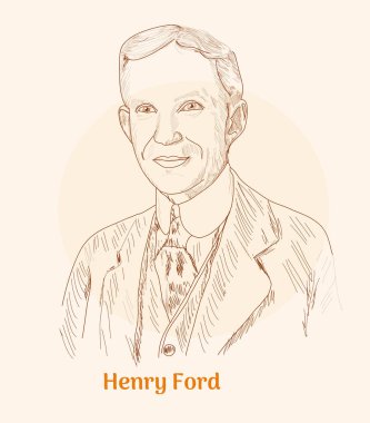 henry ford portrait in line art illustration