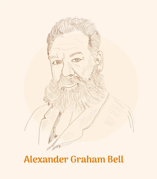 Alexander Graham Bell Hand Drawing Vector Illustration — Stock Vector