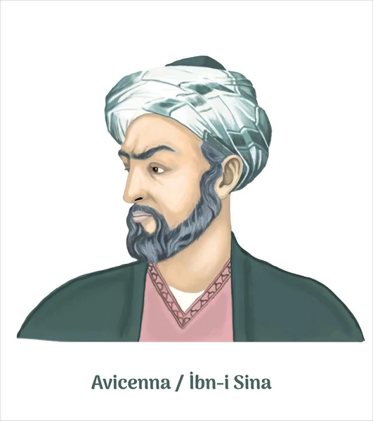 Avicenna Ibni Sina 980 1037 Portrait Cartoon Art Illustration — Stock vektor