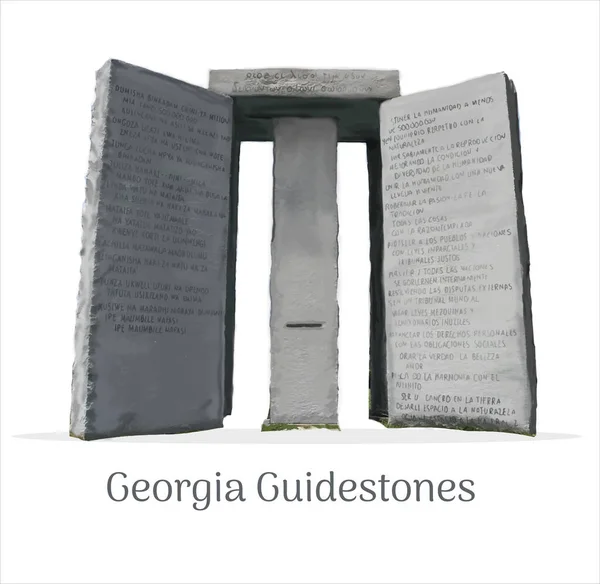 England Georgia Guidestone Usa July 2022 Hand Drawn Sketch Vector — Vector de stock