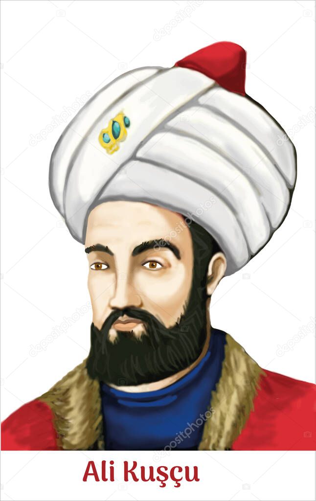 'Ali kuscu' portrait in line art illustration