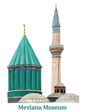 Turkey 2 March 1927 Mawlana Museum hand drawing vector illustration