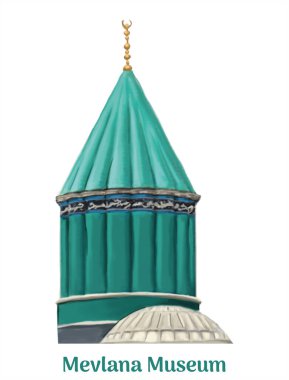 Turkey 2 March 1927 Mawlana Museum hand drawing vector illustration