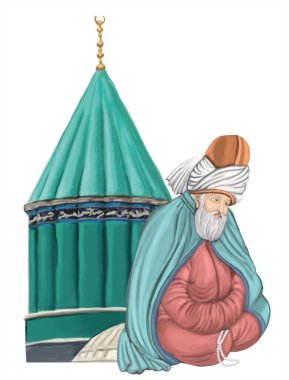 Turkey 2 March 1927 Mawlana Museum hand drawing vector illustration