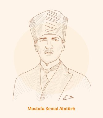 mustafa kemal ataturk hand drawing vector illustration