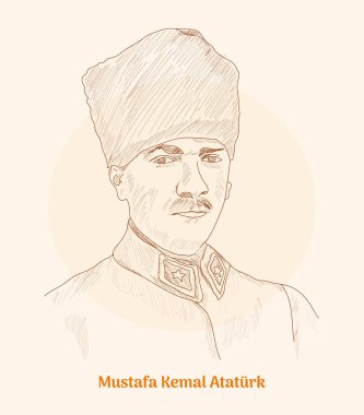 mustafa kemal ataturk hand drawing vector illustration