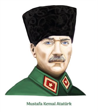 mustafa kemal ataturk hand drawing vector illustration