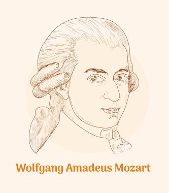 'Wolfgang Amadeus Mozart' hand drawing vector illustration
