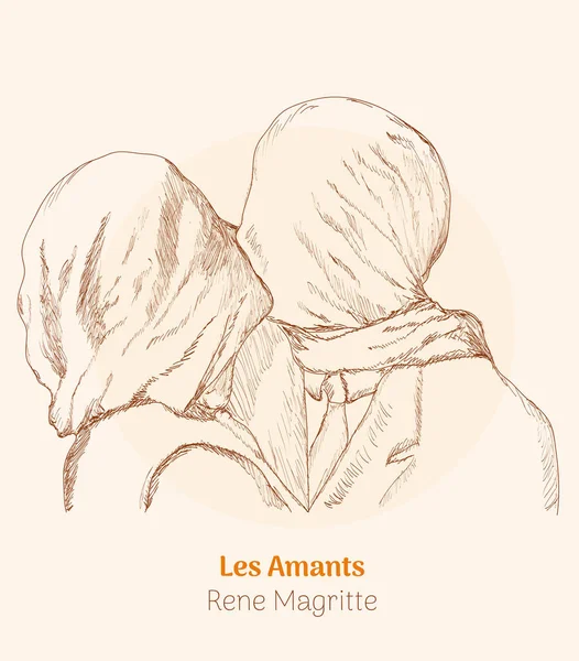 Less Amants Rene Magritte Illustrated Design Vector — ストックベクタ