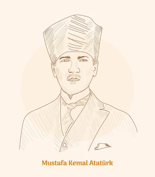 Mustafa Kemal Ataturk Hand Drawing Vector Illustration — Stock vektor