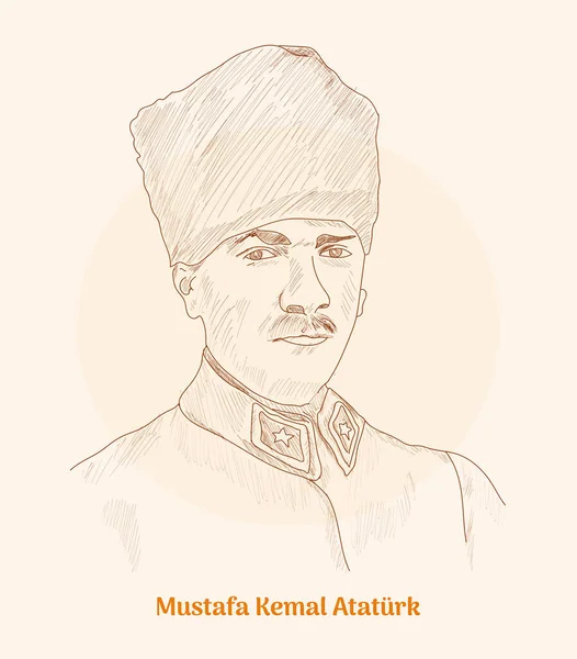 Mustafa Kemal Ataturk Hand Drawing Vector Illustration — Vetor de Stock