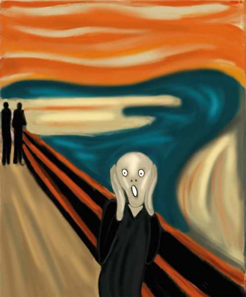 Scream Edward Munch Inspired Abstract Art Flat Vector Painting — Stock vektor