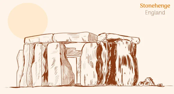 Stonehenge England Hand Drawing Vector Illustration — Vector de stock