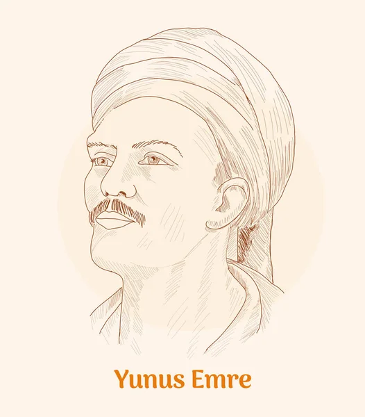 Yunus Emre Portrait Hand Drawing Vector Illustration — Image vectorielle
