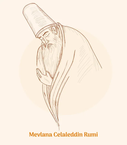 Mevlana Celaleddin Rumi Hand Drawing Vector Illustration Royalty Free Stock Vectors