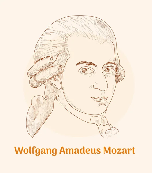 Wolfgang Amadeus Mozart Hand Drawing Vector Illustration Royalty Free Stock Vectors
