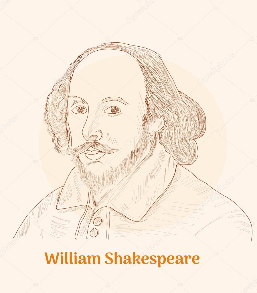 'William Shakespeare' hand drawing vector illustration
