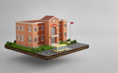 Okulun 3D görüntülemesi ile Dünya üzerindeki okul izometriği