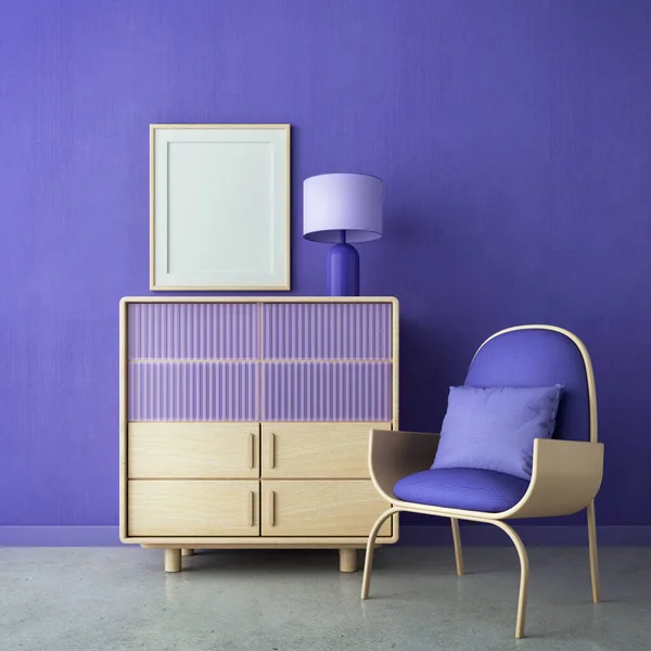 Violet Room Çok Peri Chair Kabin Lambası Boş Tuval Modern — Stok fotoğraf