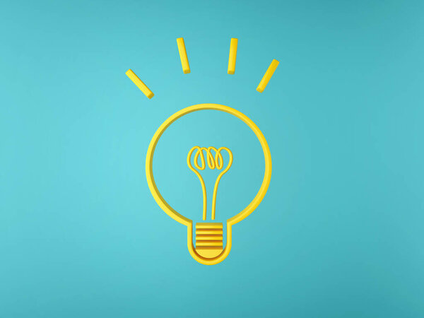 Idea light bulb with blue background.3d rendering